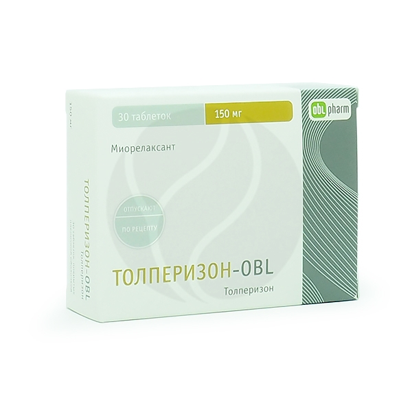 Толперизон-OBL таблетки п/о 150мг, №30 Таблетки, покрытые оболочкой №30 .