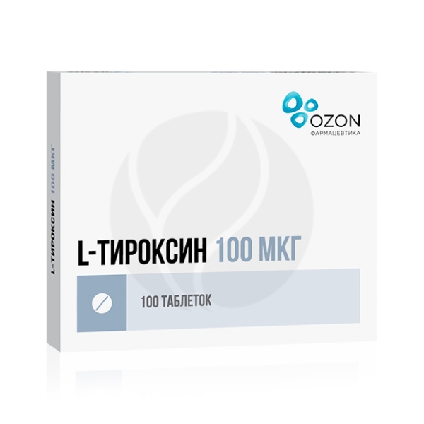 L-тироксин таблетки 100мкг, №100 Таблетки Упаковка Озон ООО,  в .