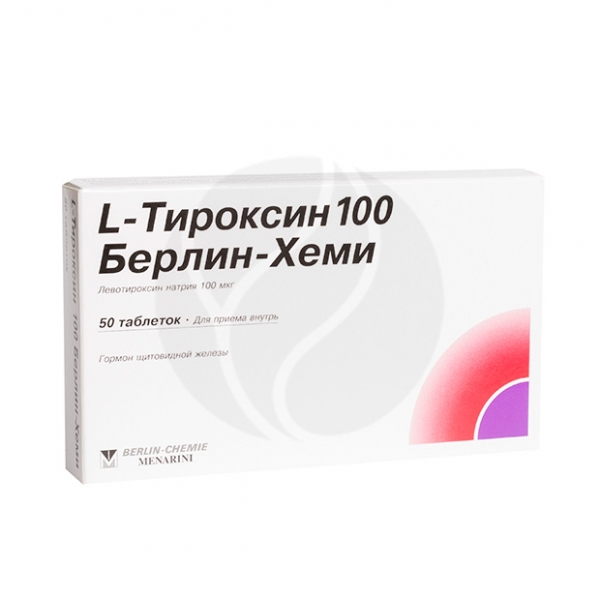 L-Тироксин 100 Берлин-хеми таблетки 100мкг, №50 Таблетки Упаковка .