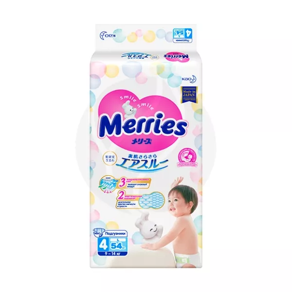 Изображение товара Подгузники Merries размер L 9-14кг №54 японское качество и надежность