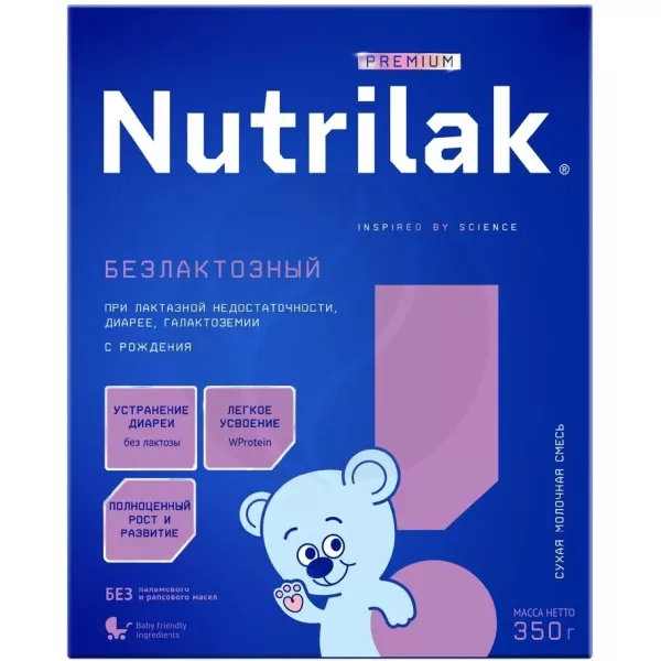 Изображение товара Nutrilak Premium Безлактозная сухая детская молочная смесь 350г
