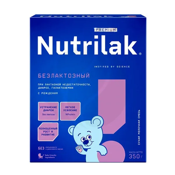 Изображение товара Nutrilak Premium Безлактозный сухая молочная смесь (0+), 350г Изображение товара Nutrilak Premium Безлактозный сухая молочная смесь (0+), 350г
