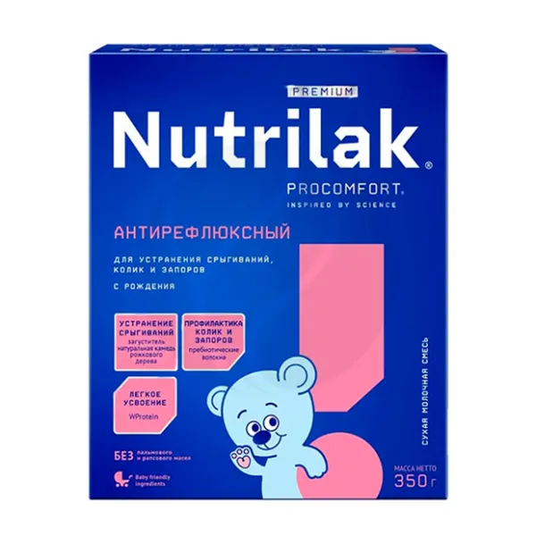 Изображение товара Nutrilak Premium Антирефлюкс Сухая молочная смесь (0+), 350г Изображение товара Nutrilak Premium Антирефлюкс Сухая молочная смесь (0+), 350г