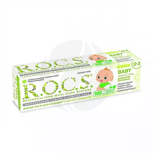 Изображение товара R.O.C.S. Baby Душистая ромашка зубная паста для малышей (0-3 лет), 45г Изображение товара R.O.C.S. Baby Душистая ромашка зубная паста для малышей (0-3 лет), 45г