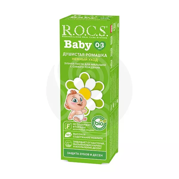 Изображение товара R.O.C.S. Baby Душистая ромашка зубная паста для малышей (0-3 лет), 45г Изображение товара R.O.C.S. Baby Душистая ромашка зубная паста для малышей (0-3 лет), 45г