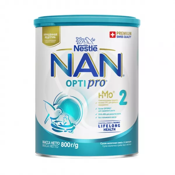 Изображение товара Nestle NAN 2 Optipro Сухая молочная смесь (6+мес), 800г Изображение товара Nestle NAN 2 Optipro Сухая молочная смесь (6+мес), 800г