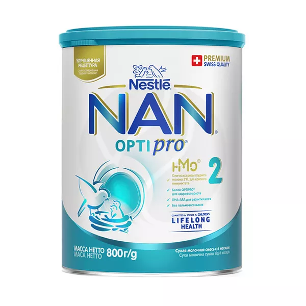 Изображение товара Nestle NAN 2 Optipro сухая молочная смесь для детей 6+ месяцев 800г