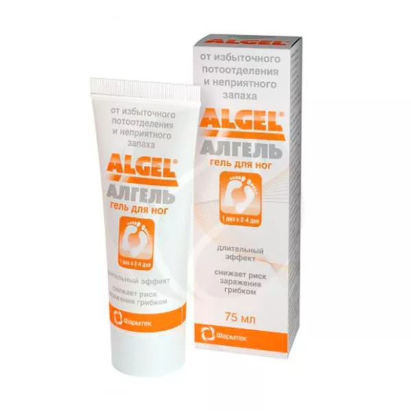 Изображение товара Гель для ног Algel 75 мл против потливости и грибка для здоровых ног