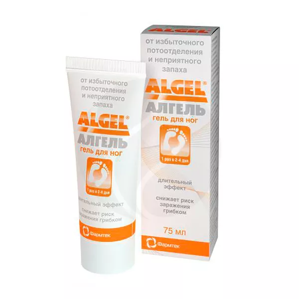 Изображение товара Гель для ног Algel 75 мл против потливости и грибка для здоровых ног