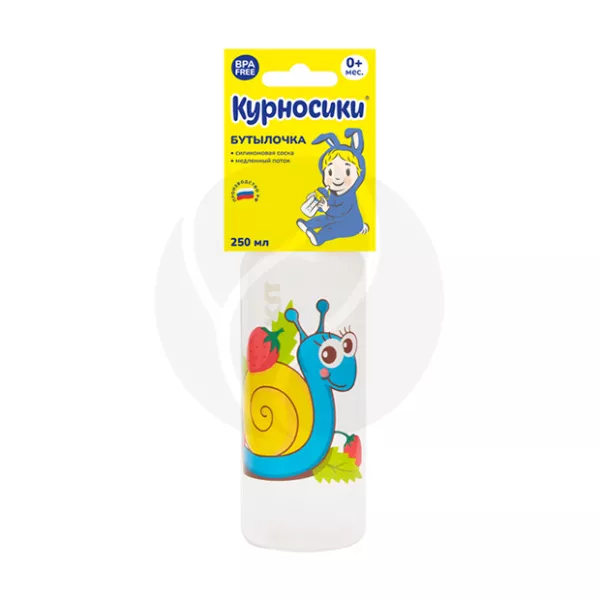 Изображение товара Курносики бутылочка для кормления с силиконовой соской 250 мл для новорожденных