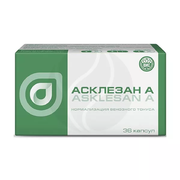 Изображение товара Асклезан А капсулы №36 биодобавка для сосудов и укрепления капилляров Изображение товара Асклезан А капсулы №36 биодобавка для сосудов и укрепления капилляров