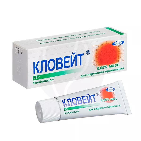 Изображение товара Мазь Кловейт Jelfa S. A 0, 05% 25 г - противовоспалительная и противозудная Изображение товара Мазь Кловейт Jelfa S. A 0, 05% 25 г - противовоспалительная и противозудная