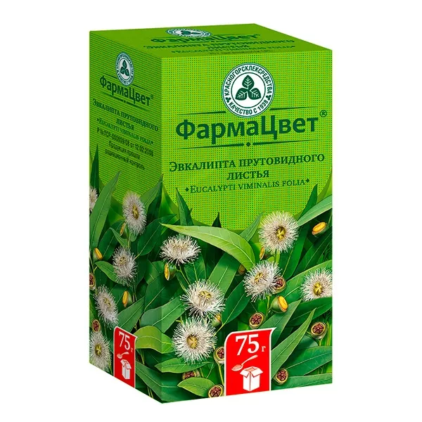 Изображение товара Эвкалипта прутовидного листья 75г натуральное лекарственное сырье для дыхательных путей