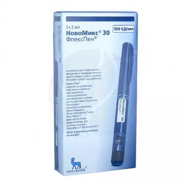 Изображение товара НовоМикс Флекспен суспензия д/п/к введ. 100ЕД/мл, 3мл №5 шприц-ручка