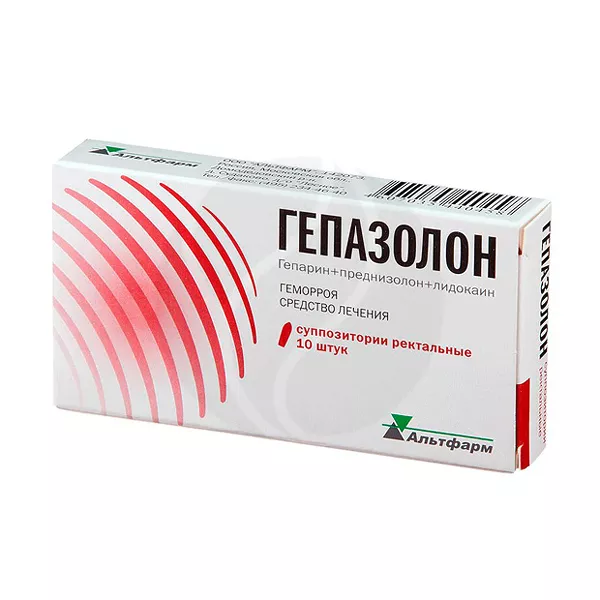 Изображение товара Геморройные суппозитории Гепазолон 120 МЕ + 10 мг + 1,7 мг Изображение товара Геморройные суппозитории Гепазолон 120 МЕ + 10 мг + 1,7 мг