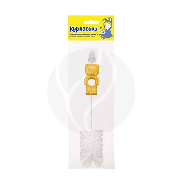 Изображение товара Комбинированный ершик для бутылочек и сосок Курносики из прочных материалов