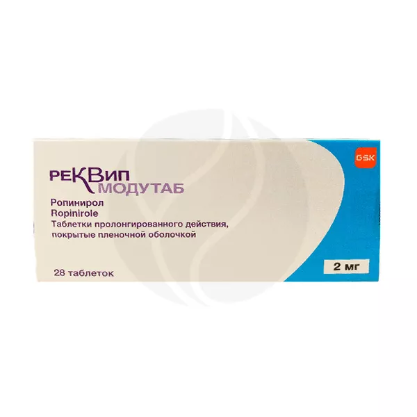 Изображение товара Реквип Модутаб таблетки пролонг.действ.покрыт.об. 2мг, №28 Изображение товара Реквип Модутаб таблетки пролонг.действ.покрыт.об. 2мг, №28