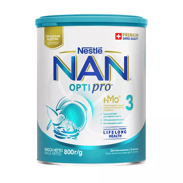 Изображение товара Nestle NAN 3 Optipro сухая молочная смесь (12+мес), 800г Изображение товара Nestle NAN 3 Optipro сухая молочная смесь (12+мес), 800г