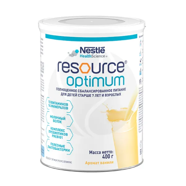 Изображение товара Сухая смесь Nestle Resource Optimum со вкусом ванили, 400г