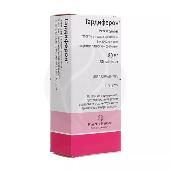 Изображение товара Тардиферон таблетки с пролонг. высвоб. покрыт. п/о 80мг, №30 Изображение товара Тардиферон таблетки с пролонг. высвоб. покрыт. п/о 80мг, №30