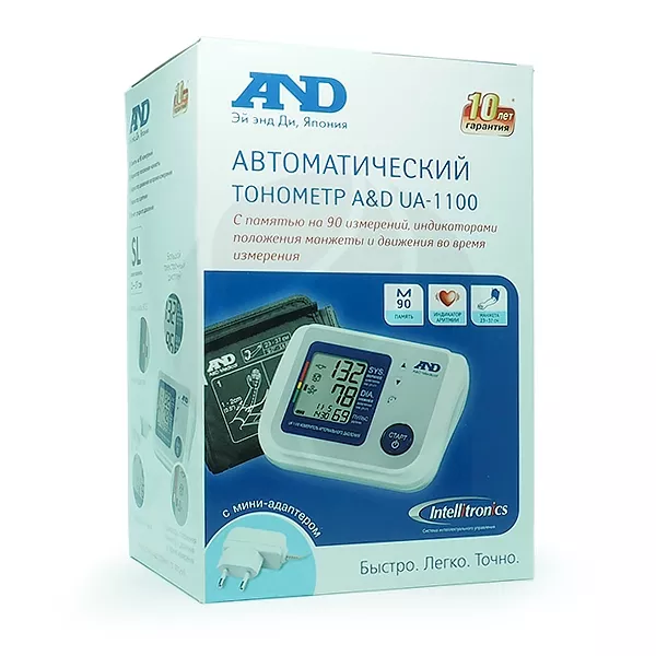 AnD UA-1100 Автоматический тонометр с индикатором аритмии с адаптером