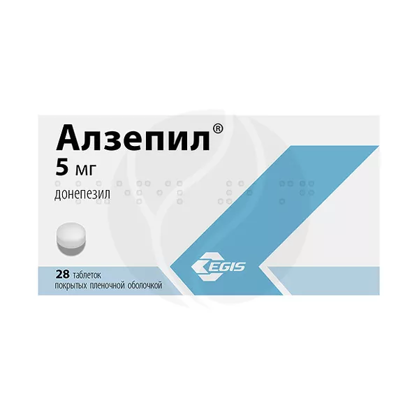Изображение товара Алзепил 5 мг таблетки для лечения деменции альцгеймеровского типа, 28 шт. Изображение товара Алзепил 5 мг таблетки для лечения деменции альцгеймеровского типа, 28 шт.