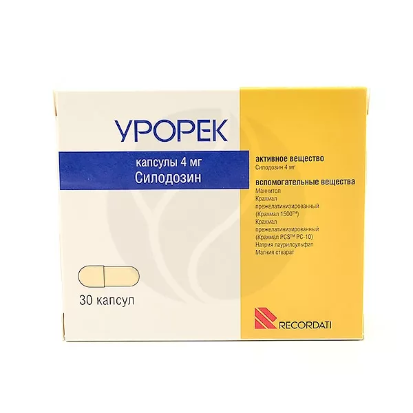 Изображение товара Урорек капсулы 4мг, 30 штук для лечения мочевыводящей системы