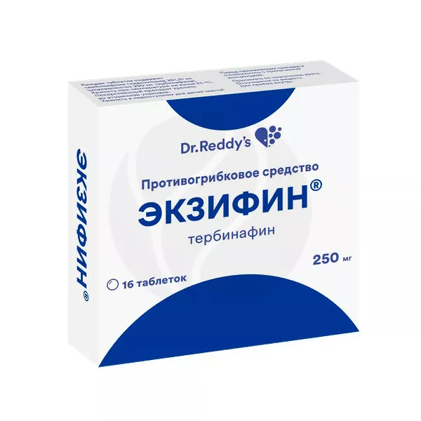 Изображение товара Экзифин таблетки 250мг 16 шт противогрибковые препараты для кожи и ногтей Изображение товара Экзифин таблетки 250мг 16 шт противогрибковые препараты для кожи и ногтей