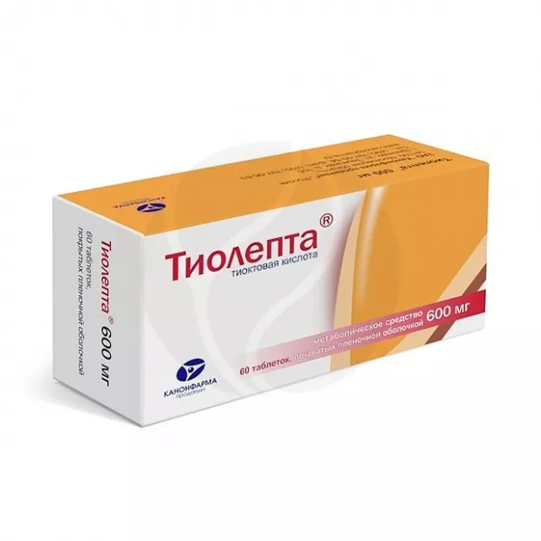 Изображение товара Тиолепта таблетки 600 мг покрытые пленочной оболочкой 60 шт для нейропатии и диабета