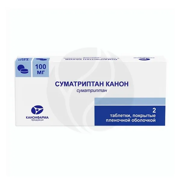 Изображение товара Лекарственный препарат Суматриптан Канон таблетки 100 мг Изображение товара Лекарственный препарат Суматриптан Канон таблетки 100 мг