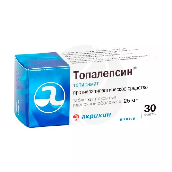 Изображение товара Топалепсин таблетки покрыт. п/о 25мг 30 шт. при эпилепсии и неврологических состояниях