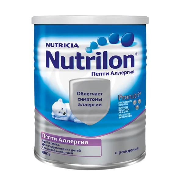 Изображение товара Nutrilon Пепти Аллергия сухая смесь (0+), 400г Изображение товара Nutrilon Пепти Аллергия сухая смесь (0+), 400г