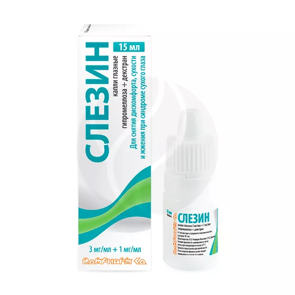 Изображение товара Слезин капли глазные 15 мл для увлажнения и защиты при синдроме сухого глаза Изображение товара Слезин капли глазные 15 мл для увлажнения и защиты при синдроме сухого глаза