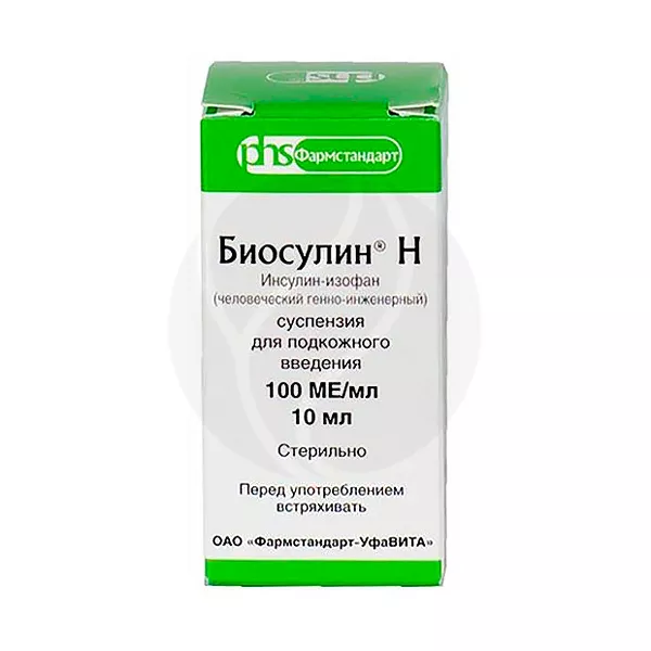 Изображение товара Биосулин Н суспензия д/п/к введ. 100МЕ/мл, 10мл Изображение товара Биосулин Н суспензия д/п/к введ. 100МЕ/мл, 10мл