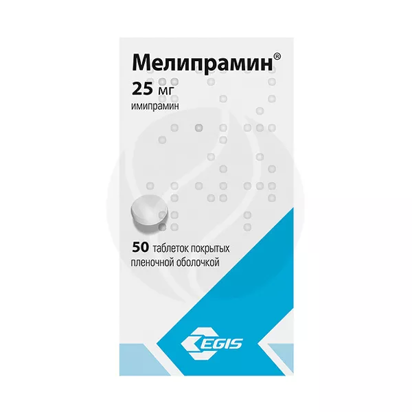 Изображение товара Мелипрамин таблетки покрыт. п/о 25мг, №50 Изображение товара Мелипрамин таблетки покрыт. п/о 25мг, №50