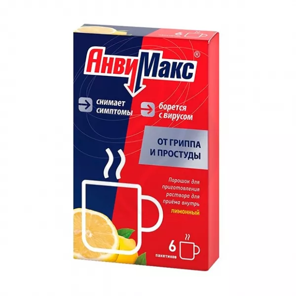 Изображение товара Анвимакс порошок для приготовления раствора с Парацетамол и витаминами, 6 пакетиков