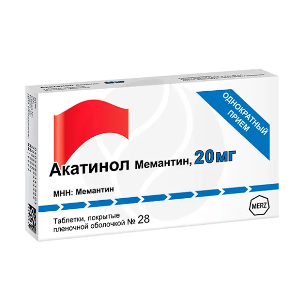 Изображение товара Акатинол Мемантин 20мг таблетки покрытые оболочкой 28 шт Германия