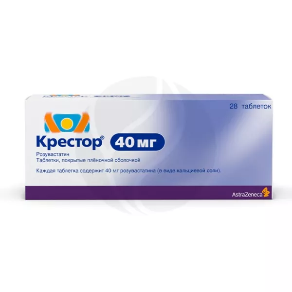 Изображение товара Таблетки 40 мг Крестор Розувастатин - снижение холестерина Изображение товара Таблетки 40 мг Крестор Розувастатин - снижение холестерина