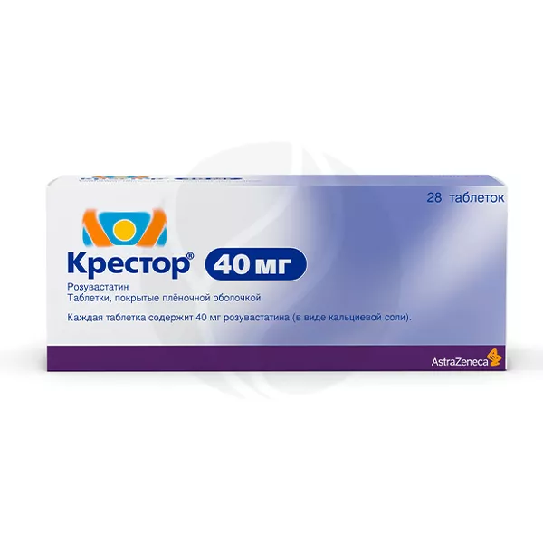 Изображение товара Таблетки 40 мг Крестор Розувастатин - снижение холестерина Изображение товара Таблетки 40 мг Крестор Розувастатин - снижение холестерина