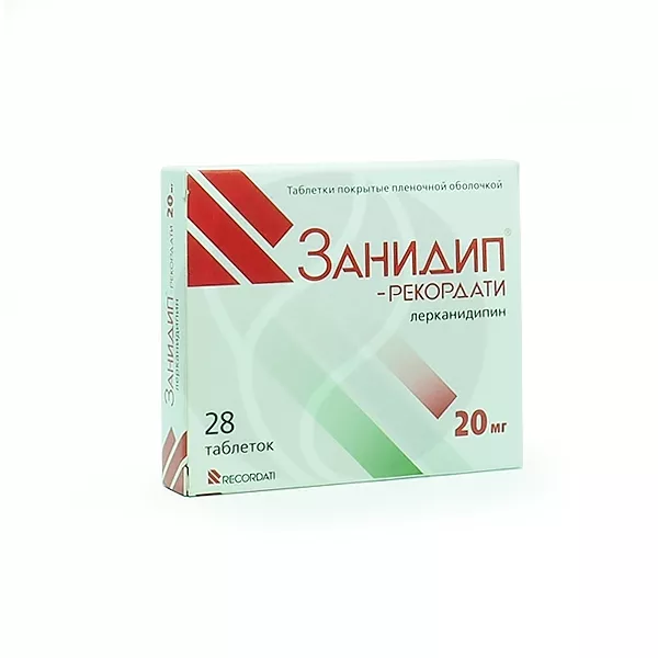 Изображение товара Занидип-Рекордати таблетки 20 мг №28 для лечения гипертензии Изображение товара Занидип-Рекордати таблетки 20 мг №28 для лечения гипертензии