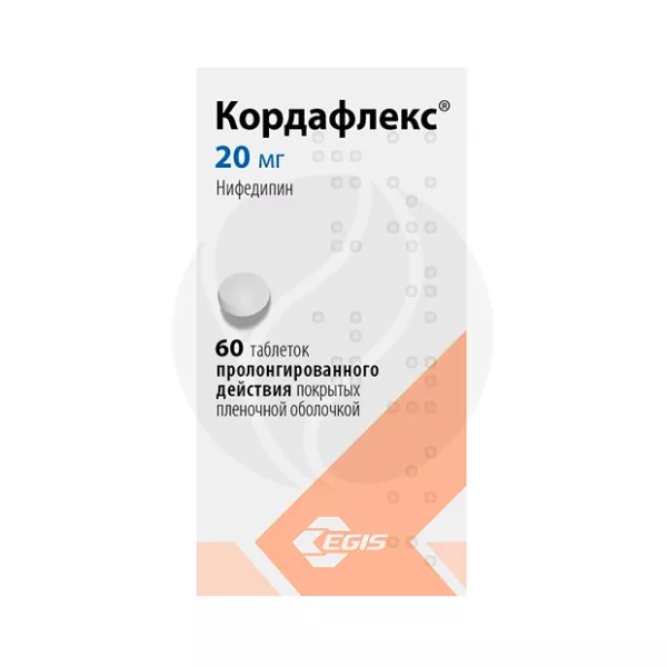Изображение товара Кордафлекс таблетки пролонгированного действия 20мг №60 ир Венгрия Изображение товара Кордафлекс таблетки пролонгированного действия 20мг №60 ир Венгрия