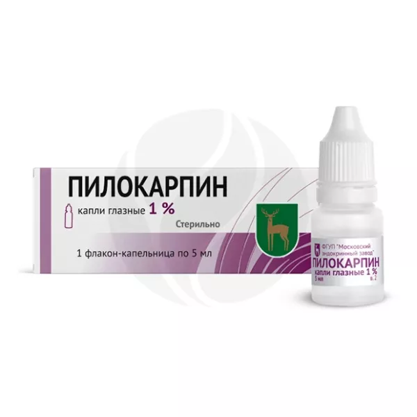 Пилокарпин капли глазные 1%, 5мл, Московский з-д