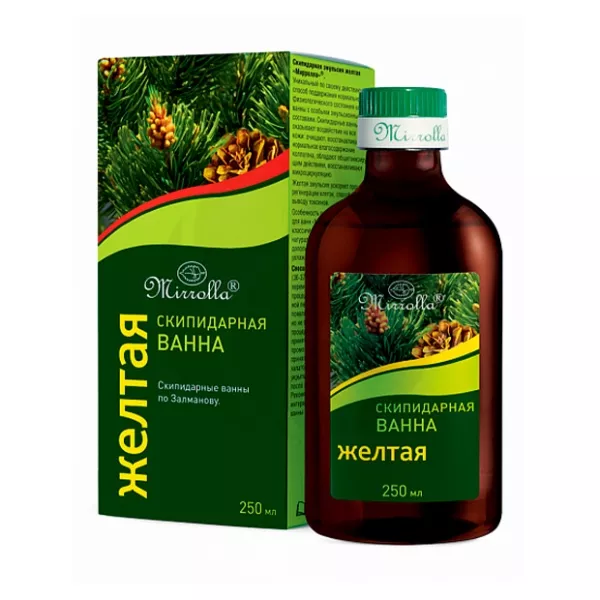 Изображение товара Мирролла Скипидарная эмульсия для ванн желтая 250мл натуральное средство для кожи