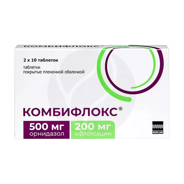 Изображение товара Комбифлокс таблетки п/о 500мг+200мг, №20 Изображение товара Комбифлокс таблетки п/о 500мг+200мг, №20