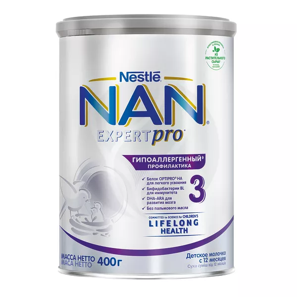 Изображение товара Nestle NAN 3 Гипоаллергенный сухая смесь (12+мес), 400г Изображение товара Nestle NAN 3 Гипоаллергенный сухая смесь (12+мес), 400г