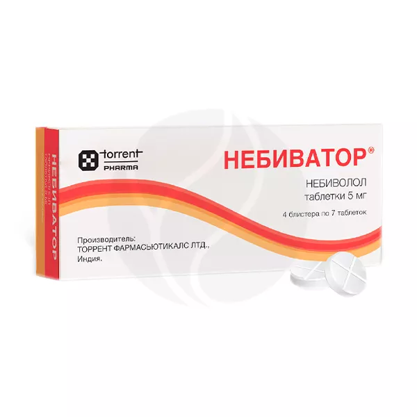 Изображение товара Небиватор таблетки 5мг No28 - гипотензивное средство для сердца Изображение товара Небиватор таблетки 5мг No28 - гипотензивное средство для сердца