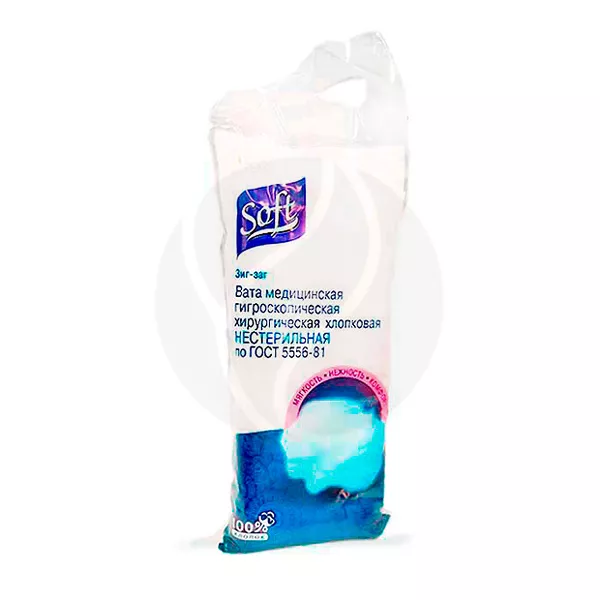 Изображение товара Soft вата зиг-заг нестерильная, 100г Изображение товара Soft вата зиг-заг нестерильная, 100г