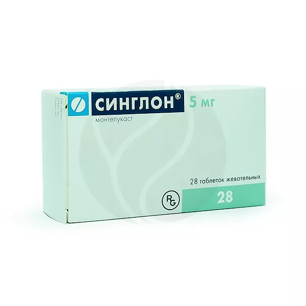 Изображение товара Синглон таблетки жевательные 5мг No28 - лекарство для профилактики астмы