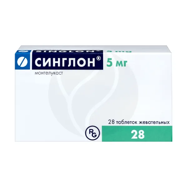 Изображение товара Синглон таблетки жевательные 5мг No28 - лекарство для профилактики астмы Изображение товара Синглон таблетки жевательные 5мг No28 - лекарство для профилактики астмы