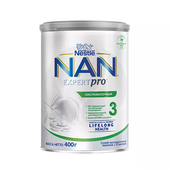 Изображение товара Кисломолочный напиток Nestle NAN 3 для малышей 12+ мес с бифидобактериями Изображение товара Кисломолочный напиток Nestle NAN 3 для малышей 12+ мес с бифидобактериями